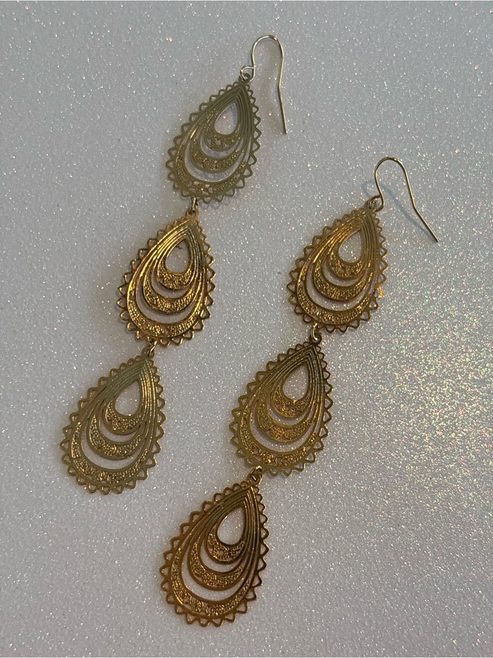 Gold-Tone Paisley Dangle Earrings